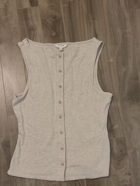 Banana Republic Neutral Button-Front Sleeveless Tank